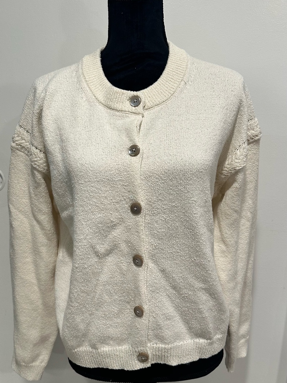 wild fable Ivory Button-Up Knit Cardigan